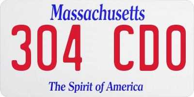 MA license plate 304CD0