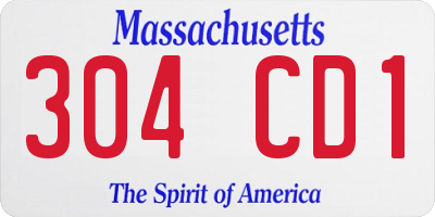 MA license plate 304CD1
