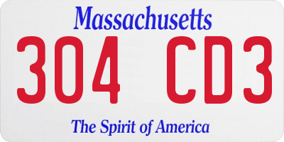 MA license plate 304CD3