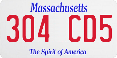 MA license plate 304CD5