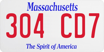 MA license plate 304CD7