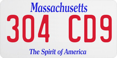 MA license plate 304CD9