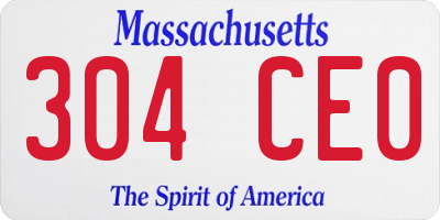 MA license plate 304CE0
