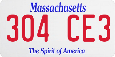MA license plate 304CE3