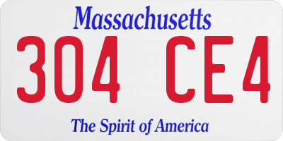 MA license plate 304CE4