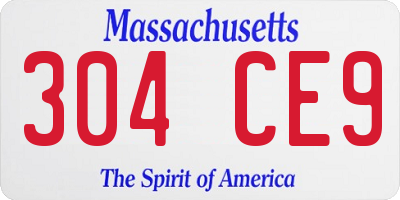 MA license plate 304CE9