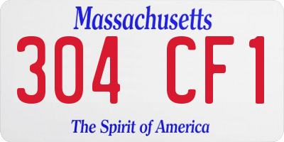 MA license plate 304CF1
