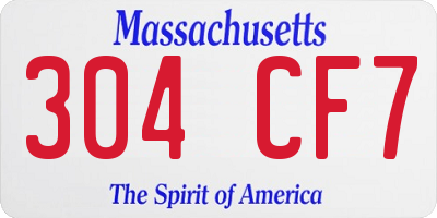 MA license plate 304CF7
