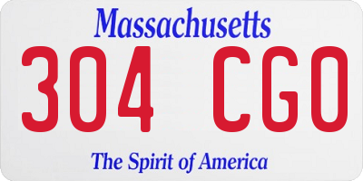 MA license plate 304CG0