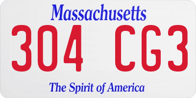 MA license plate 304CG3