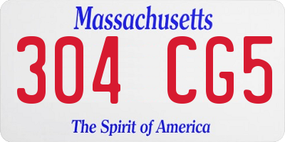 MA license plate 304CG5