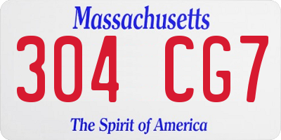 MA license plate 304CG7