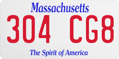 MA license plate 304CG8