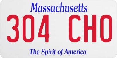 MA license plate 304CH0