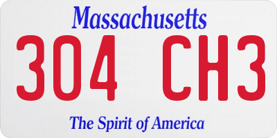 MA license plate 304CH3