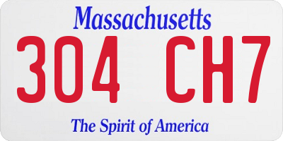 MA license plate 304CH7