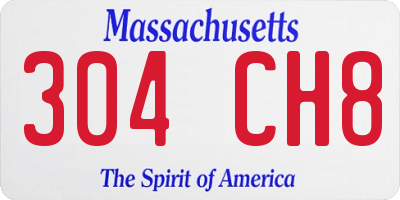 MA license plate 304CH8