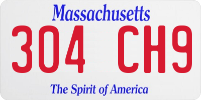 MA license plate 304CH9