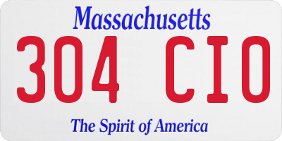 MA license plate 304CI0