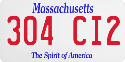 MA license plate 304CI2