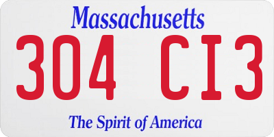 MA license plate 304CI3