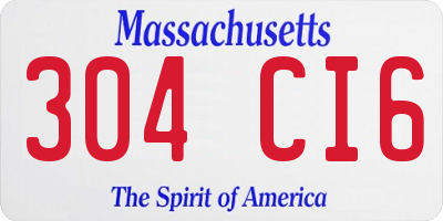 MA license plate 304CI6