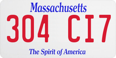 MA license plate 304CI7