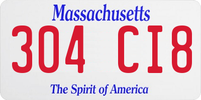 MA license plate 304CI8