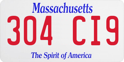 MA license plate 304CI9