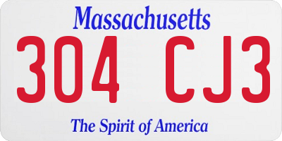 MA license plate 304CJ3