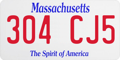 MA license plate 304CJ5