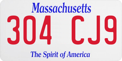 MA license plate 304CJ9
