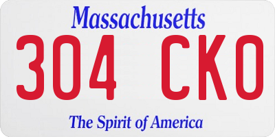 MA license plate 304CK0