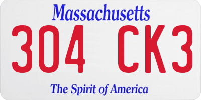 MA license plate 304CK3