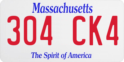MA license plate 304CK4