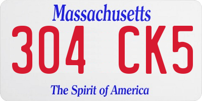 MA license plate 304CK5