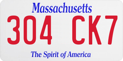 MA license plate 304CK7