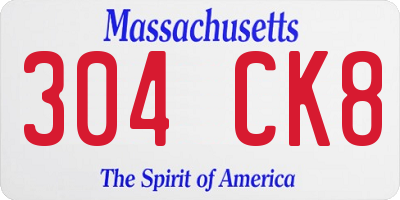 MA license plate 304CK8