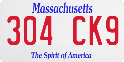 MA license plate 304CK9