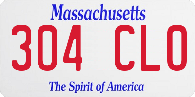 MA license plate 304CL0