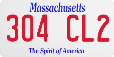 MA license plate 304CL2