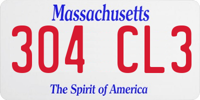MA license plate 304CL3
