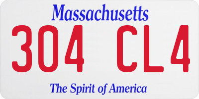 MA license plate 304CL4