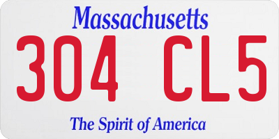 MA license plate 304CL5
