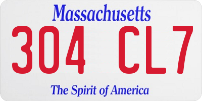 MA license plate 304CL7