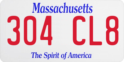 MA license plate 304CL8