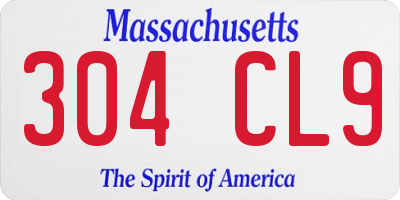 MA license plate 304CL9