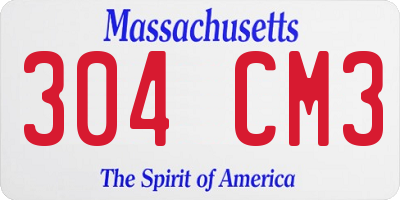 MA license plate 304CM3