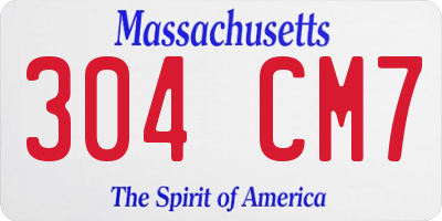 MA license plate 304CM7
