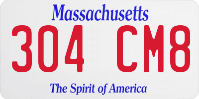 MA license plate 304CM8